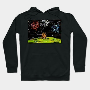 Red White and Blue Fireworks Collage Hoodie